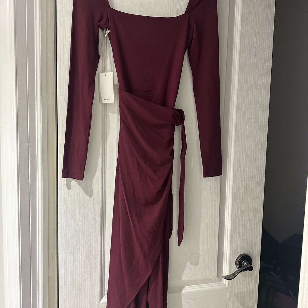 Wilfred burgundy Midi wrap Dress